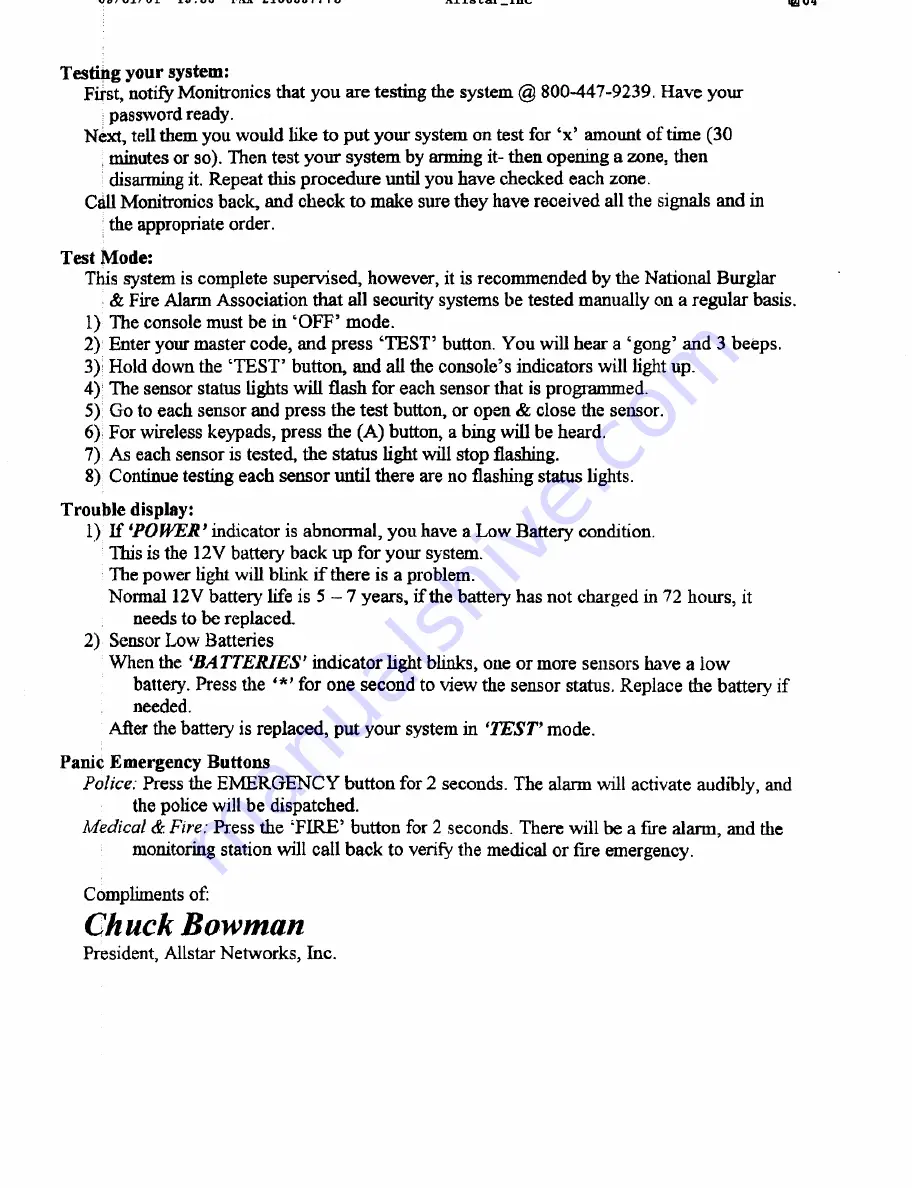 Linear Security DUAL 824 Quick Reference Manual Download Page 2