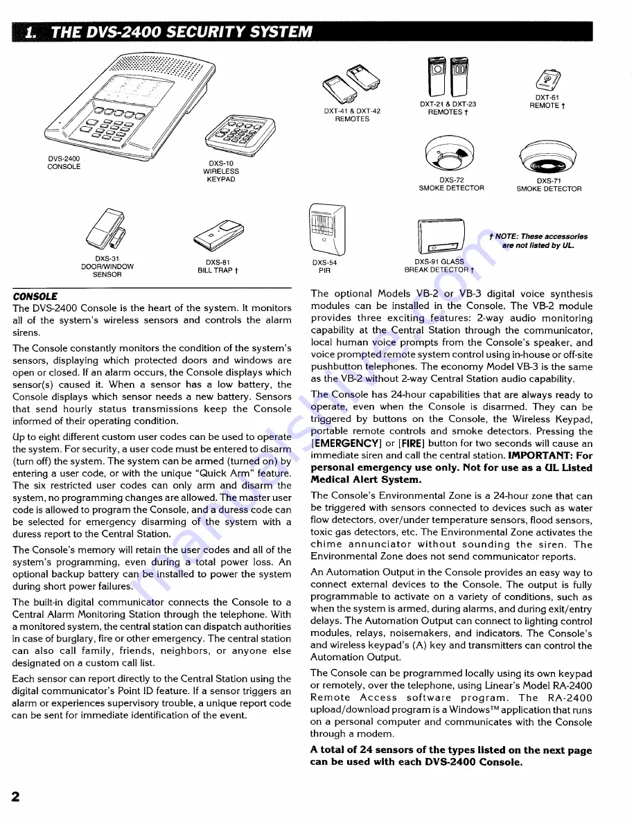 Linear Security DVS-2400 Скачать руководство пользователя страница 4