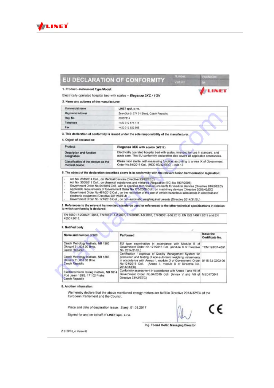 LINET Eleganza 3XC User Manual And Technical Description Download Page 50