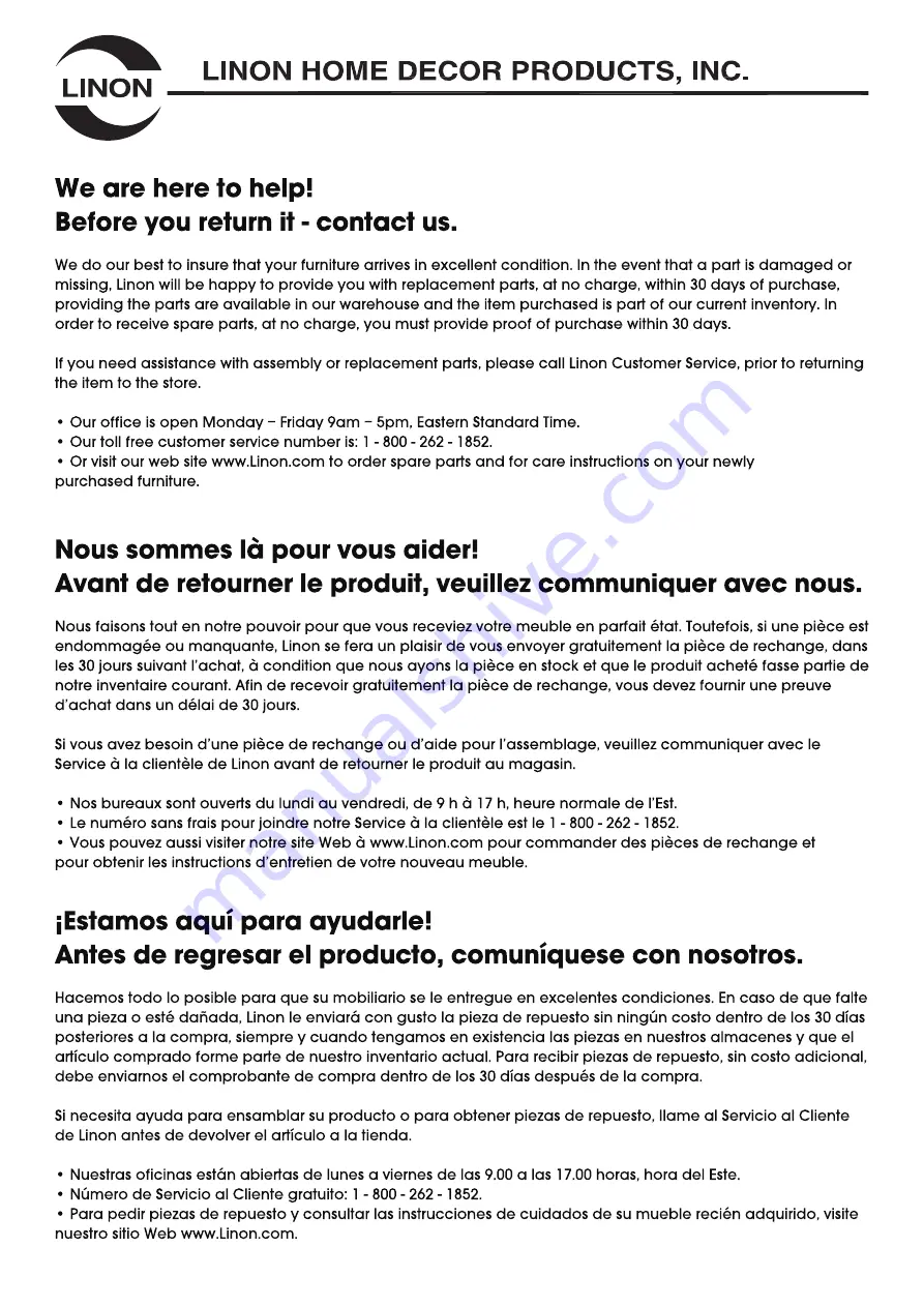 Linon 980211NAT01U Manual Download Page 2