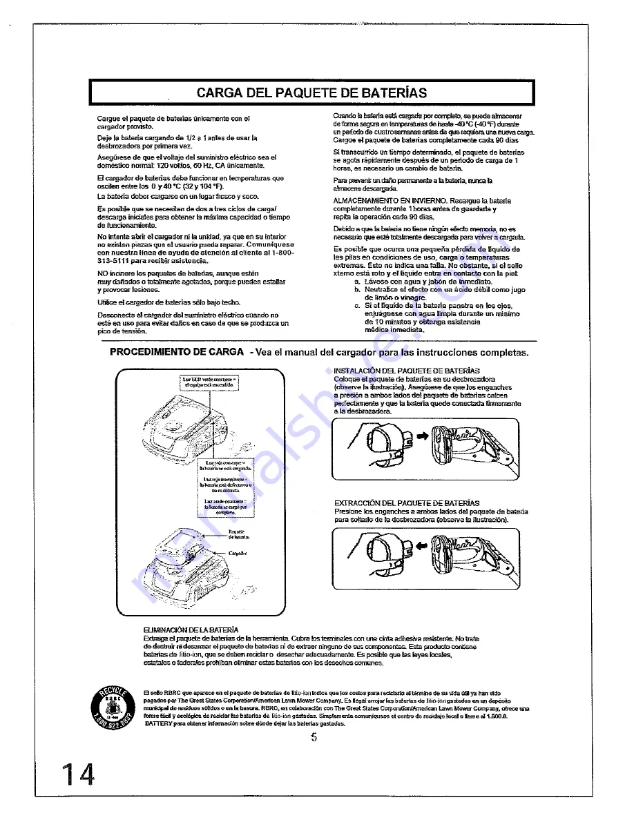 Lithium Earthwise LST10012 Operator'S Manual Download Page 14