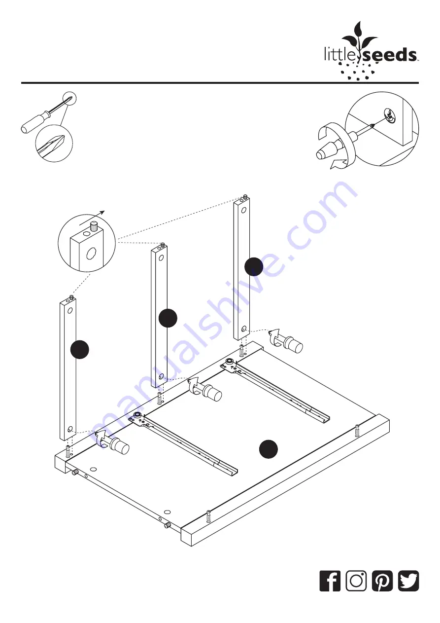 Little Seeds Monarch Hill Single Ped Desk White 4017013COM Assembly Manual Download Page 14