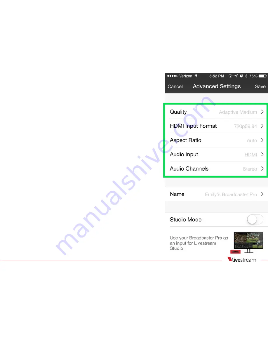 Livestream Broadcaster Pro User Manual Download Page 192