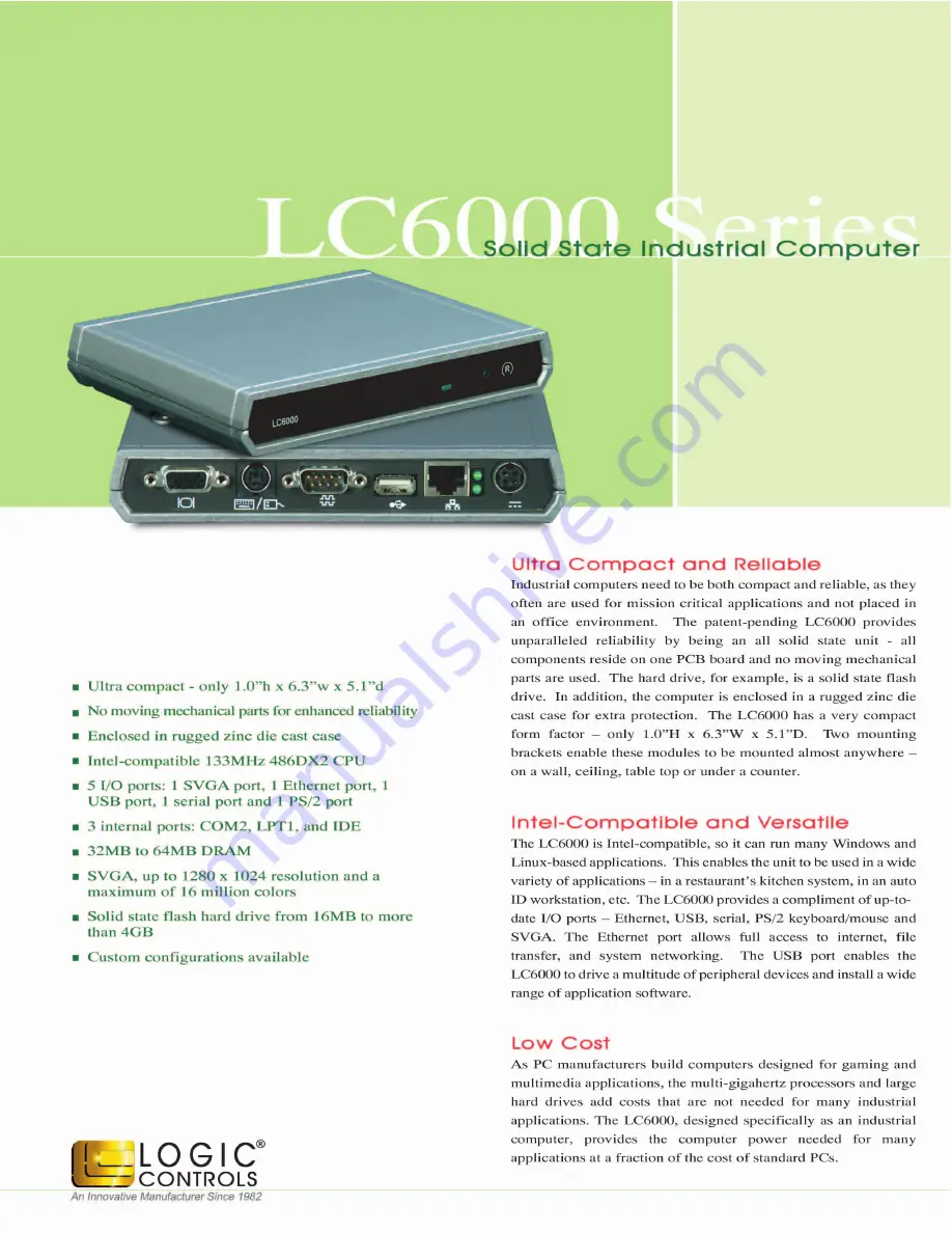 Logic Controls LC6000 Series Скачать руководство пользователя страница 1