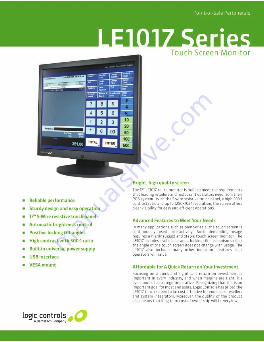 Logic Controls LE1017 Series Specifications Download Page 1