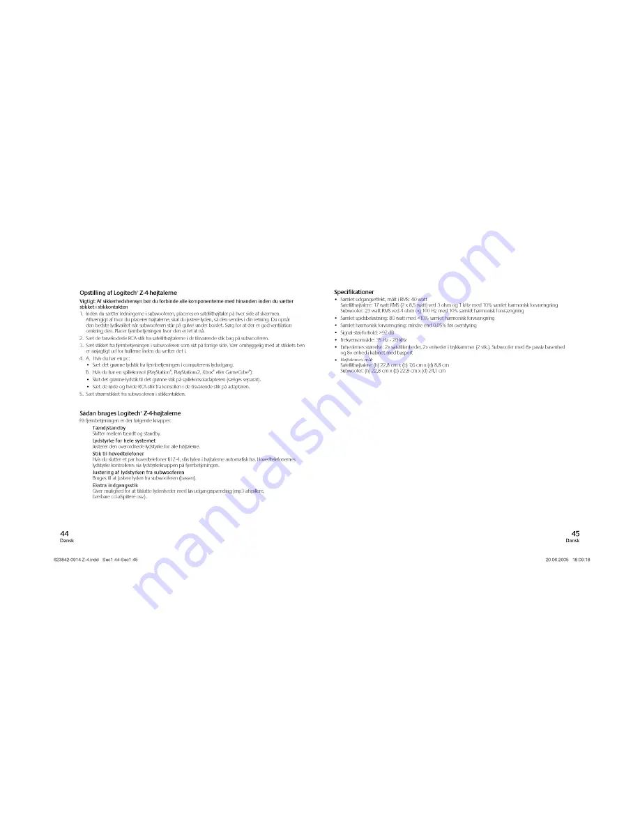 Logitech 970175-0403 - Z 4 2.1-CH PC Multimedia Speaker Sys Setup Manual Download Page 23