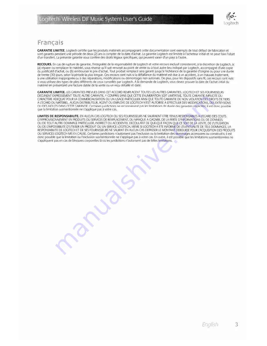 Logitech Wireless DJ User Manual Download Page 3