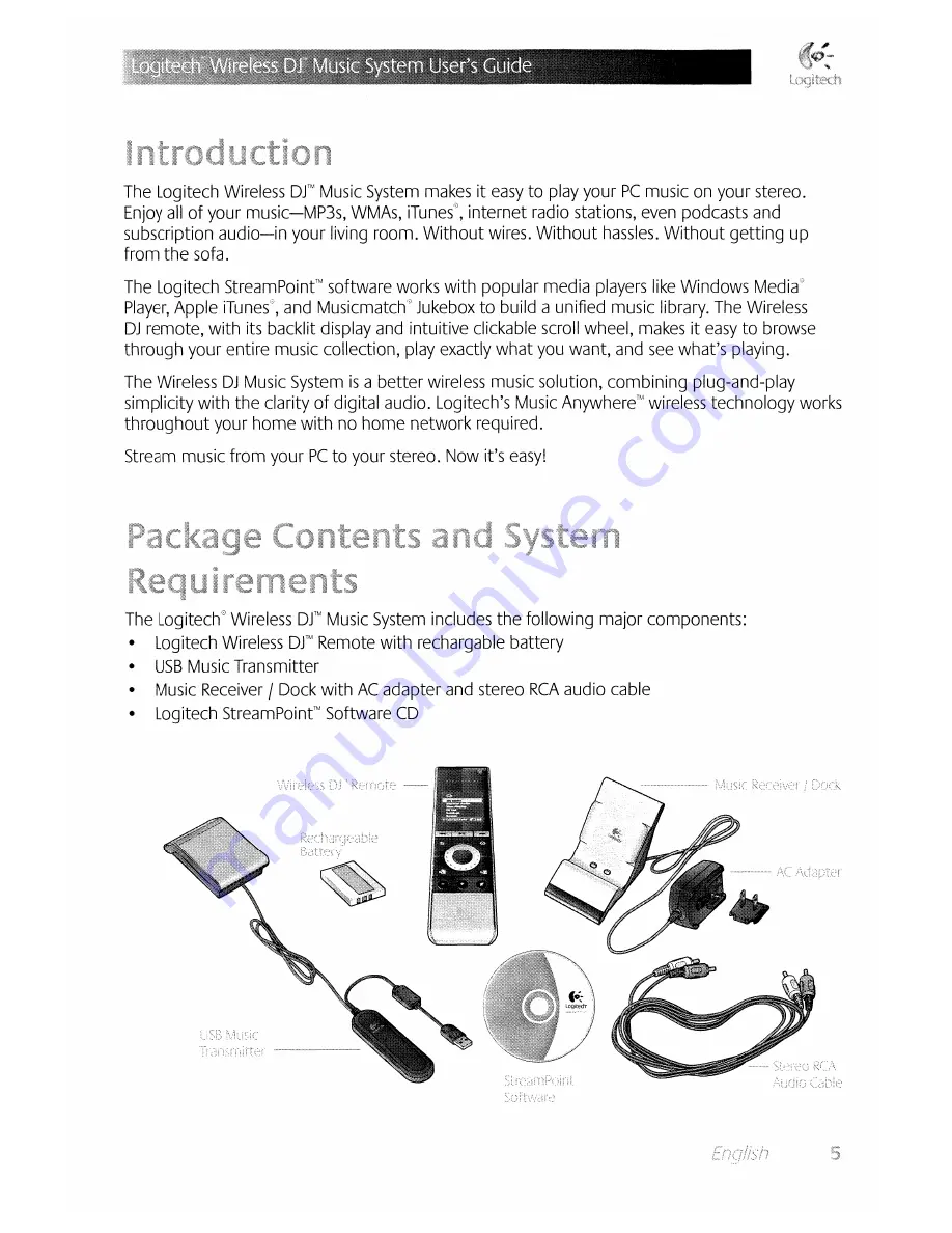 Logitech Wireless DJ User Manual Download Page 5