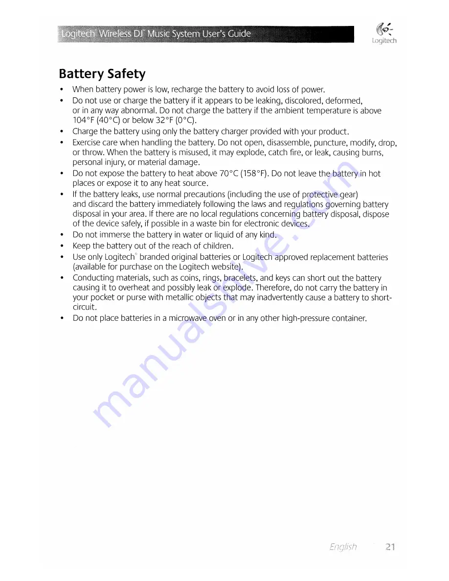 Logitech Wireless DJ User Manual Download Page 21