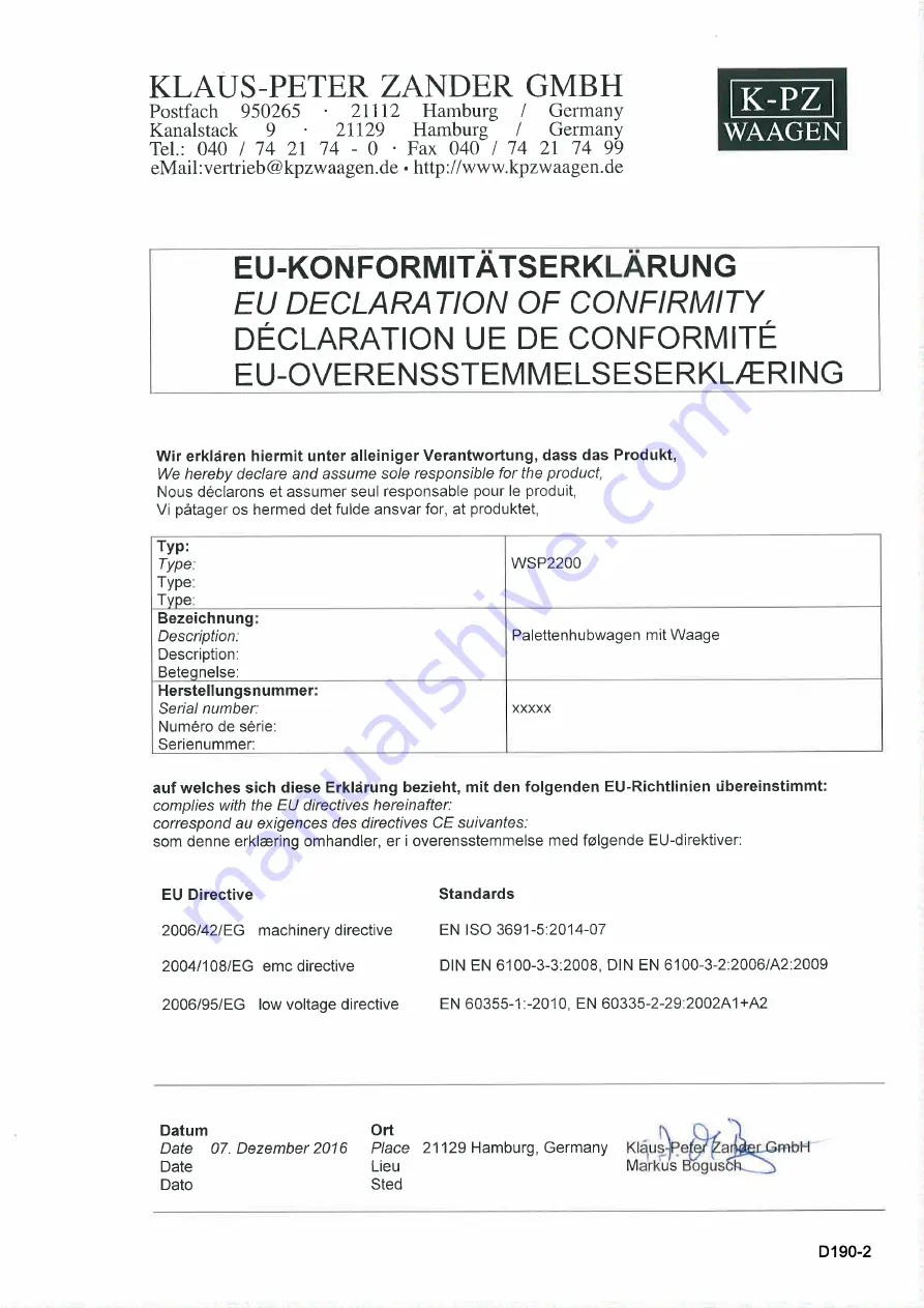 logitrans WSP 2200 User Manual Download Page 2