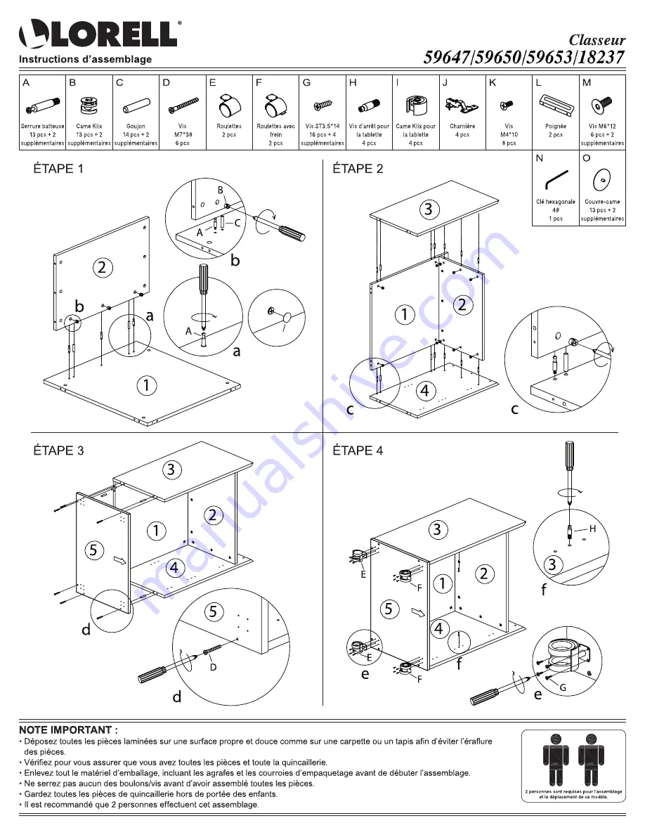 Lorell 59647 Assembly Instructions Manual Download Page 3