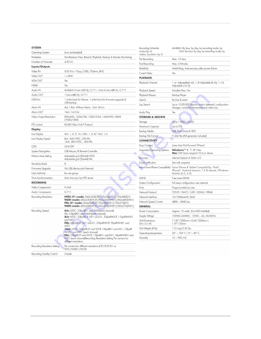 Lorex Vantage LH010 ECO BLACKBOX SERIES Instruction Manual Download Page 129