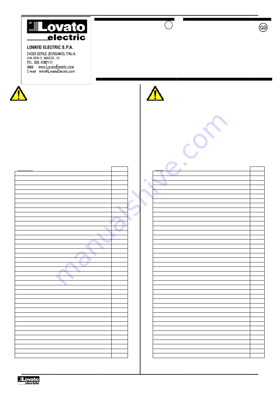 LOVATO ELECTRIC FFL DP Series Скачать руководство пользователя страница 1