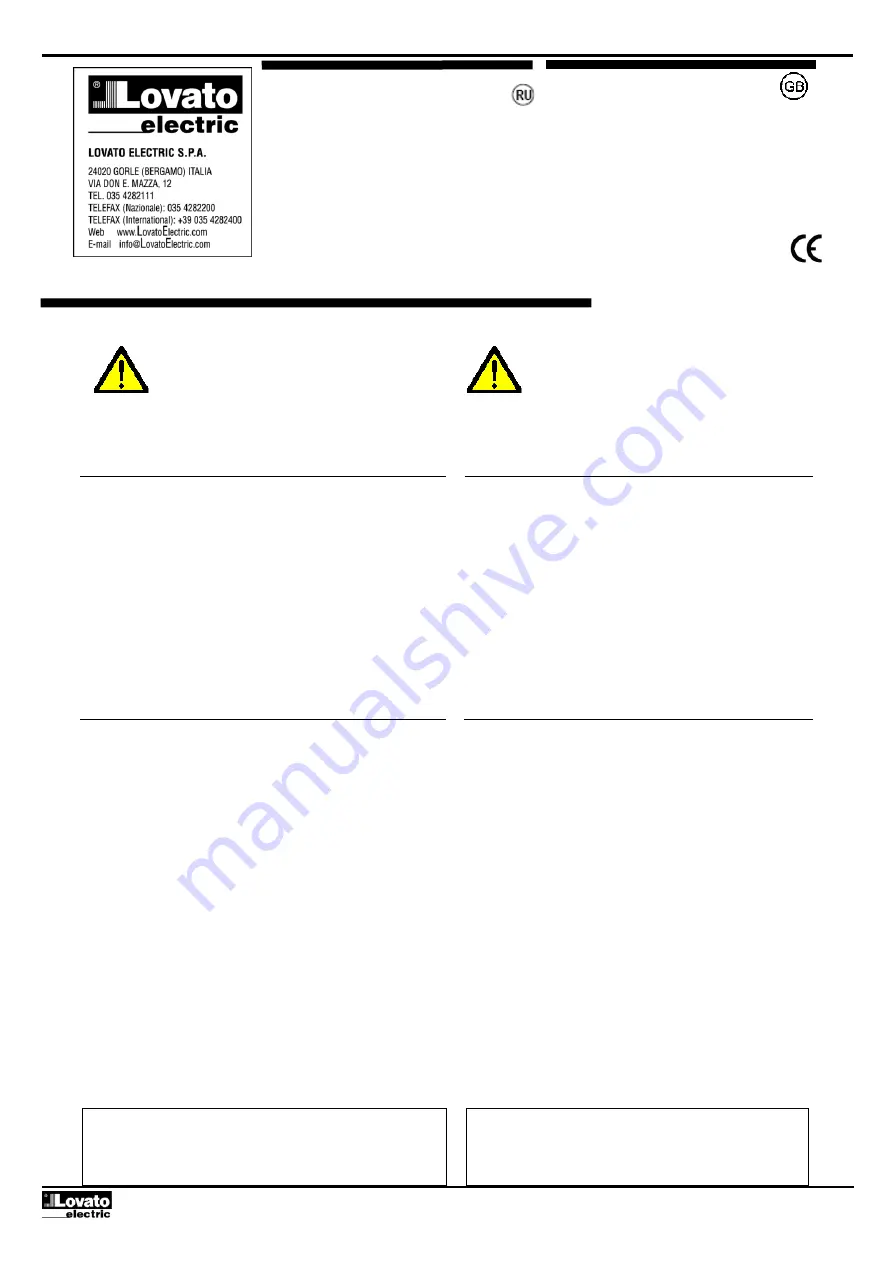 LOVATO ELECTRIC RGK 50 Instruction Manual Download Page 1