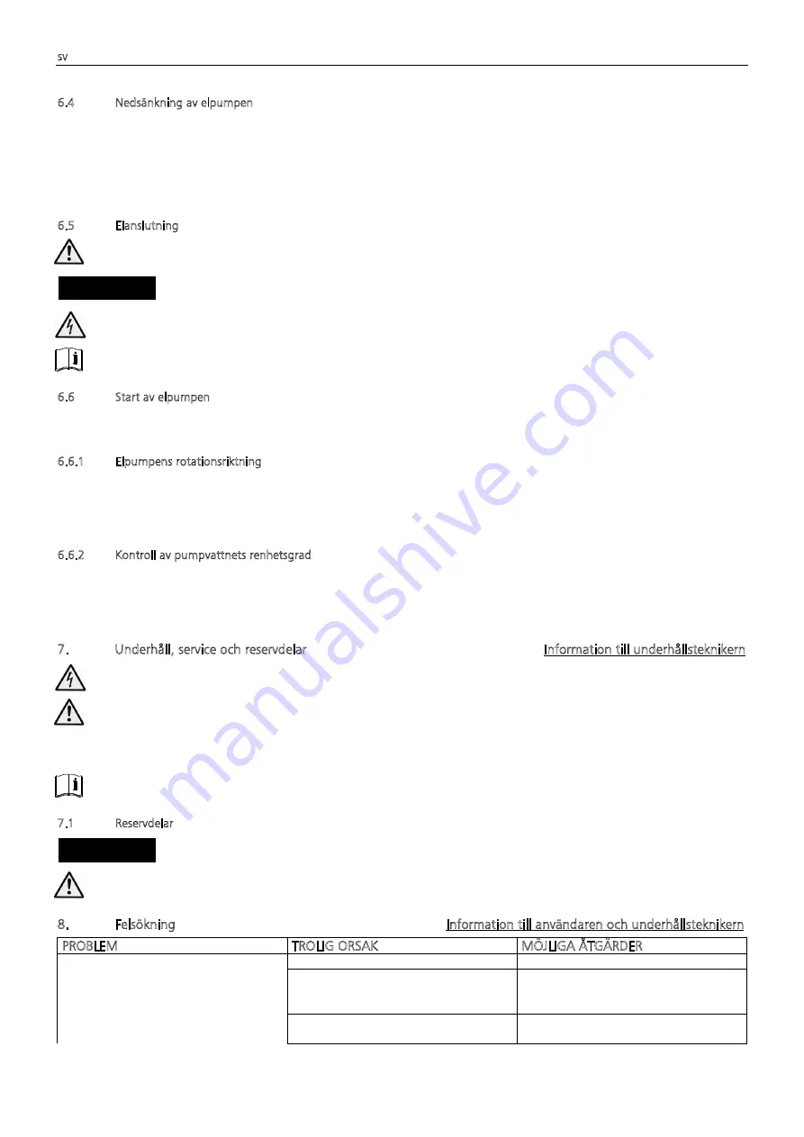 Lowara Z6 SERIES Assembly, Installation And Operating Instructions Download Page 70