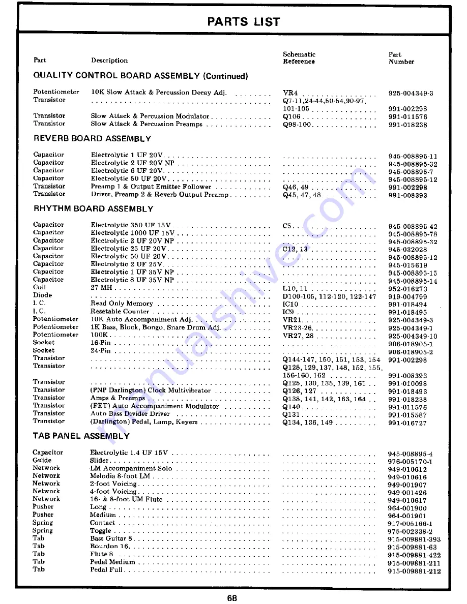 Lowrey Organs Tlocks-25 Holiday Console Service Manual Download Page 69