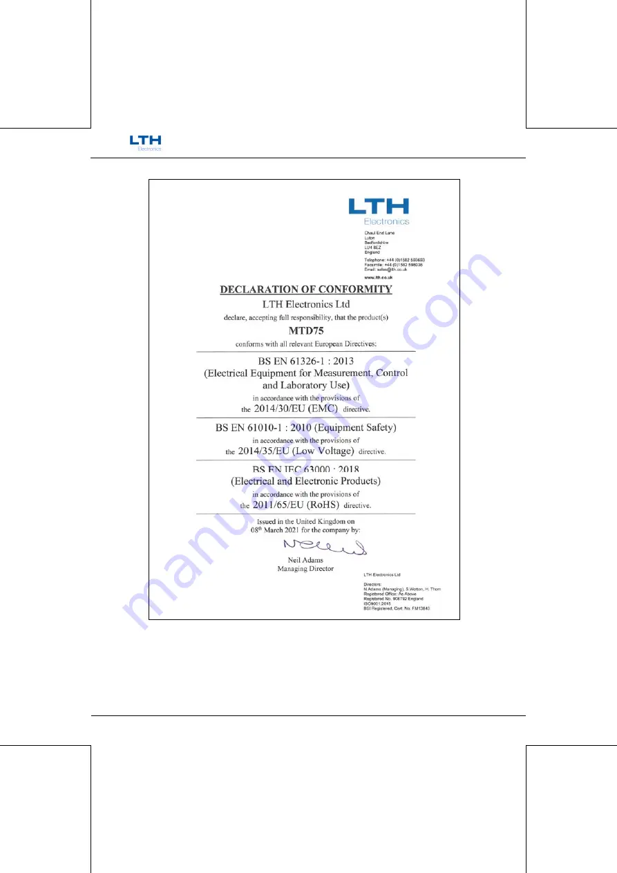 LTH Electronics MTD75 Operation Manual Download Page 6