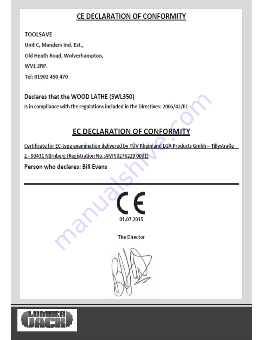 Lumber Jack SWL350 Safety And Operating Manual Download Page 14