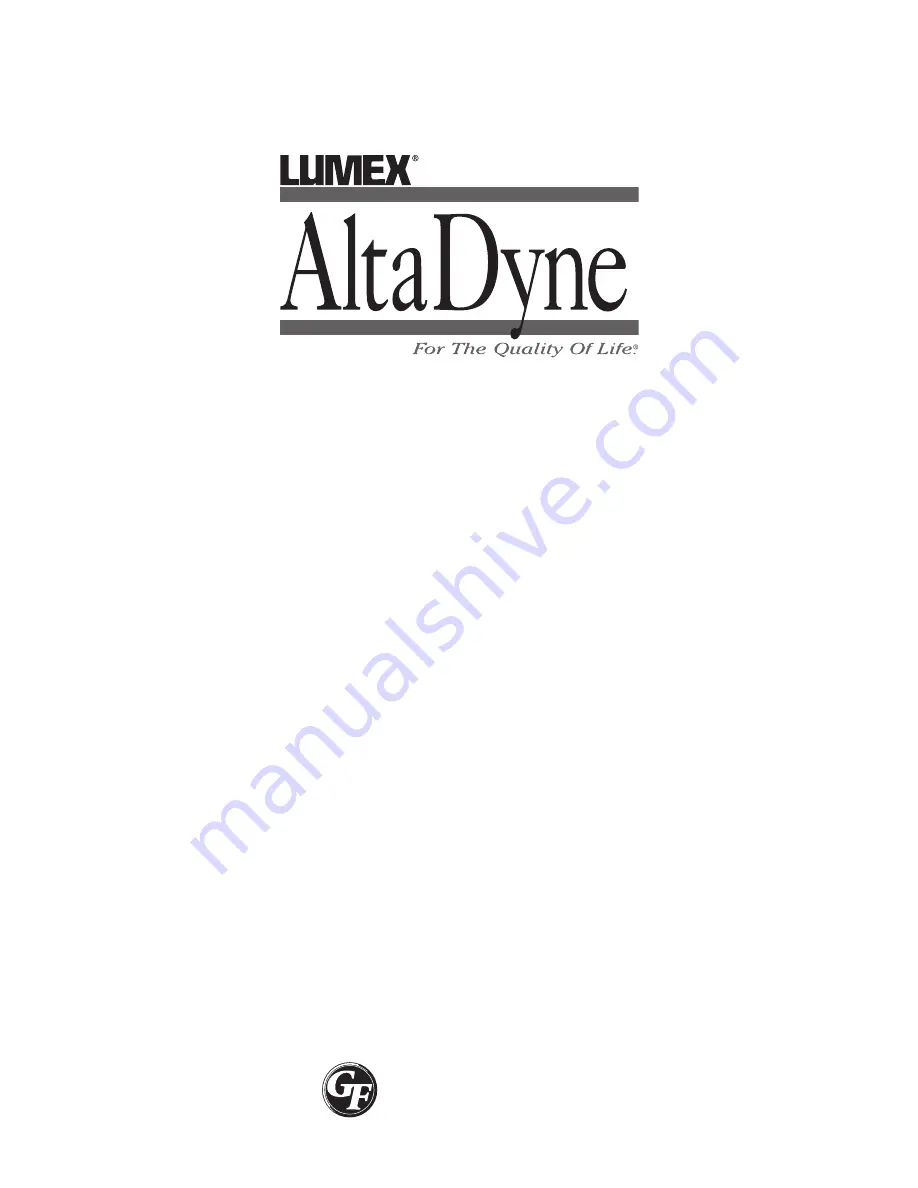 Lumex ALTADYNE 753003 Operator'S Manual Download Page 1