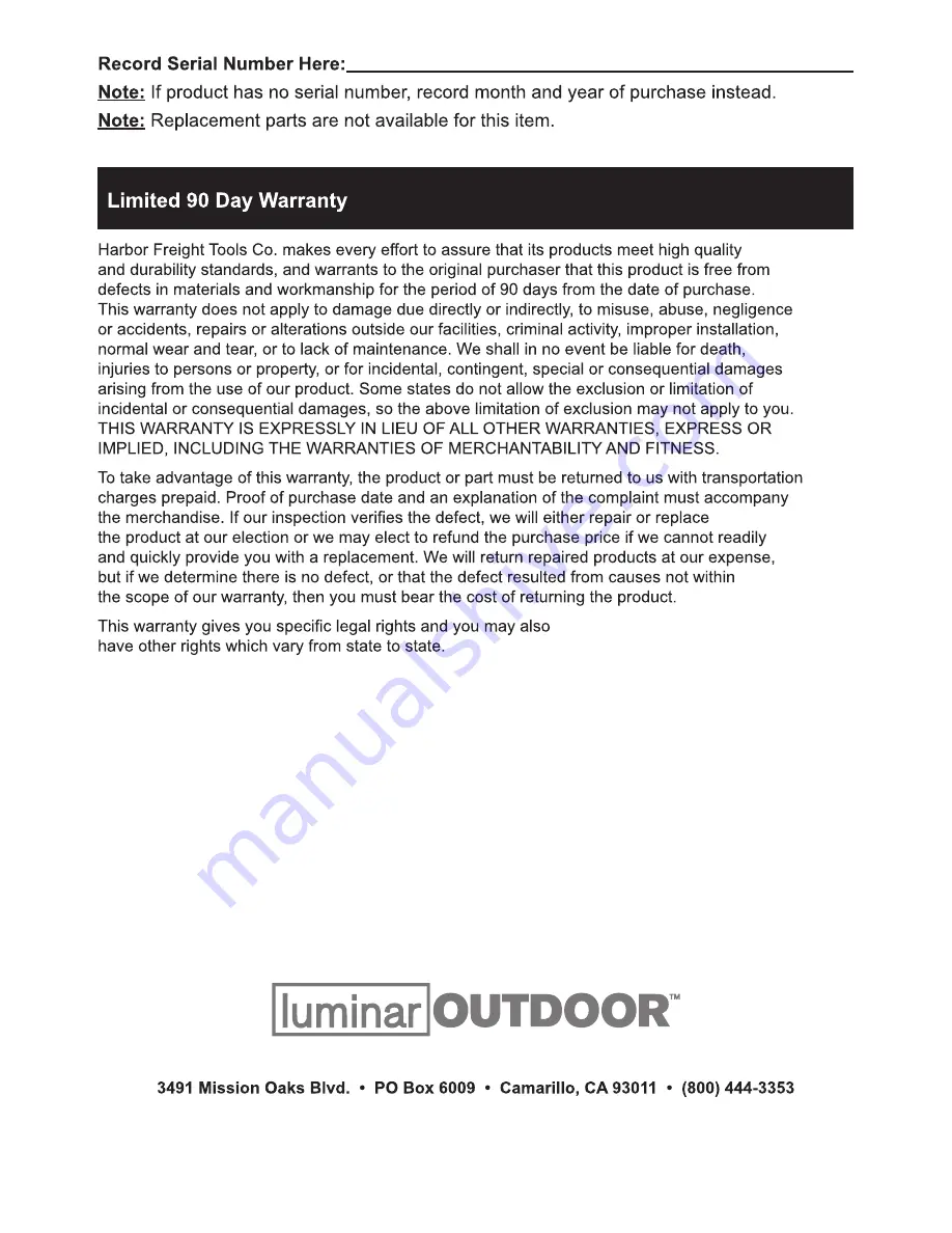 Luminar Outdoor 93863 Owner'S Manual & Safety Instructions Download Page 4