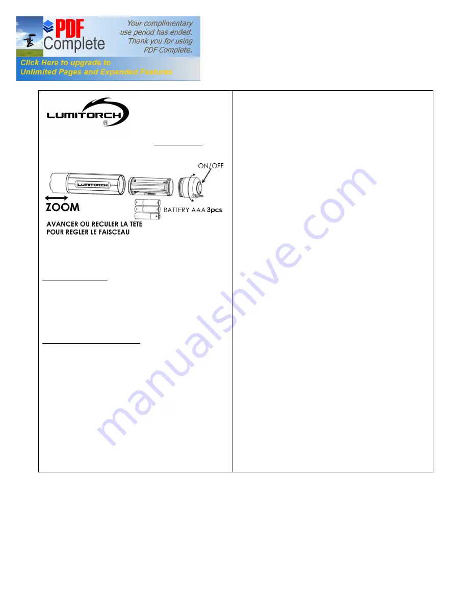 Lumitorch PL-X250 Manual Download Page 4