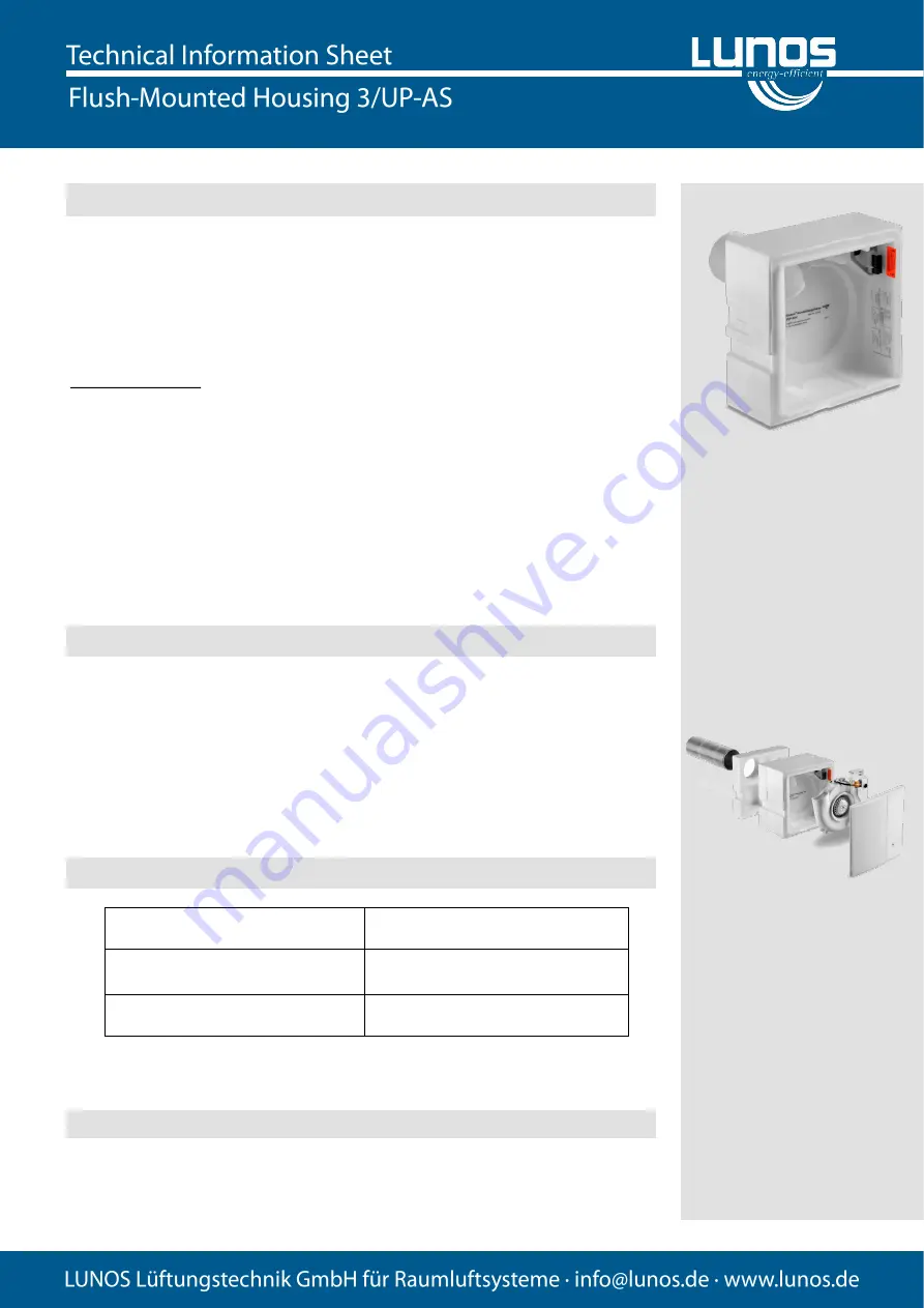 Lunos 3/UP-AS Technical Information Sheet Download Page 2