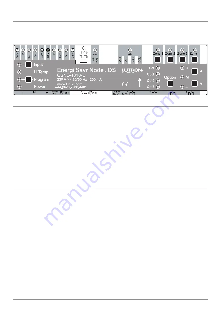 Lutron Electronics Energi Savr Node QS QSNE-4S10-D Скачать руководство пользователя страница 3