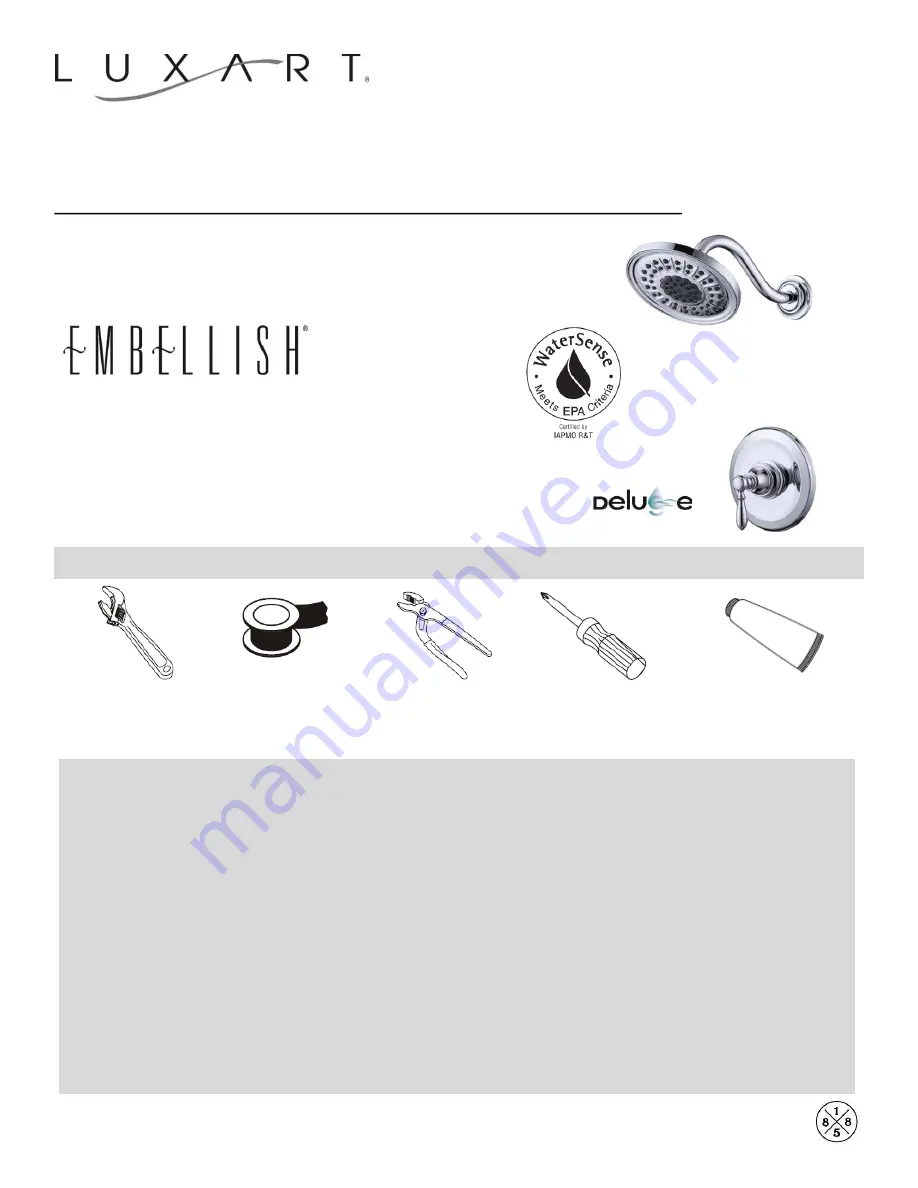 Luxart Embellish EB511TOV Installation Manual Download Page 1