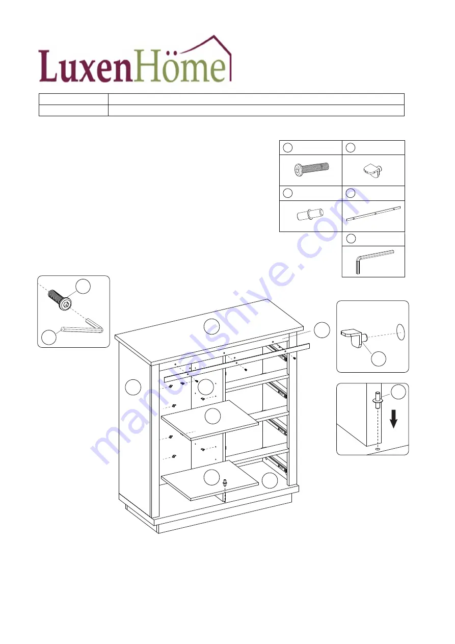 Luxen Home Rustic Sliding One Door Wood Cabinet WHIF962 Instruction Manual Download Page 10