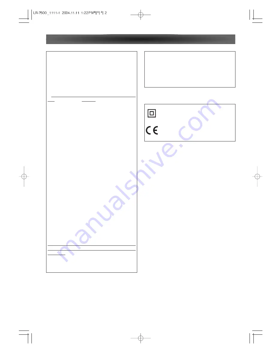 Luxman 7.1 Channel Reciever LR-7500 Скачать руководство пользователя страница 2