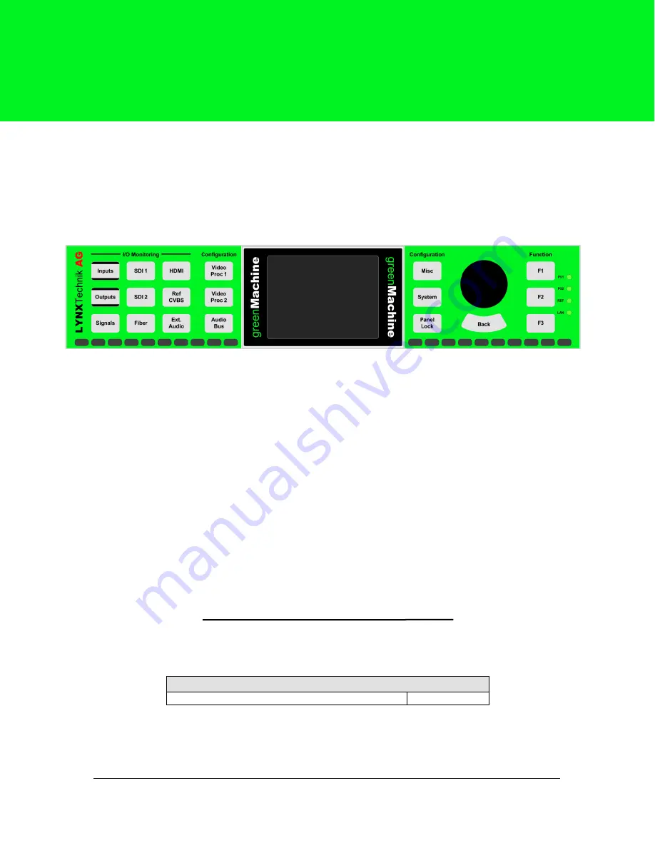 Lynx greenMachine Reference Manual Download Page 1