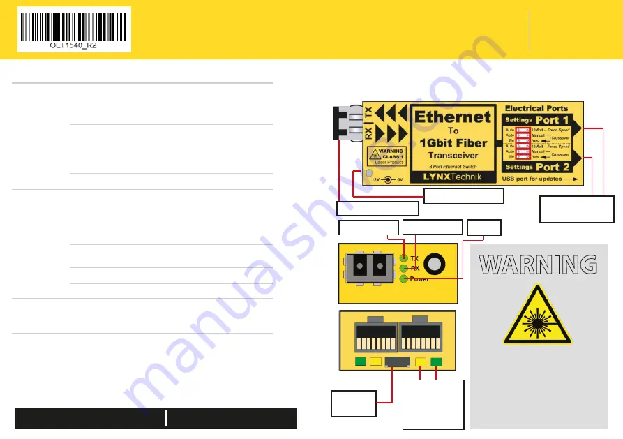 Lynx yellobrik OET 1540 Quick Reference Download Page 1