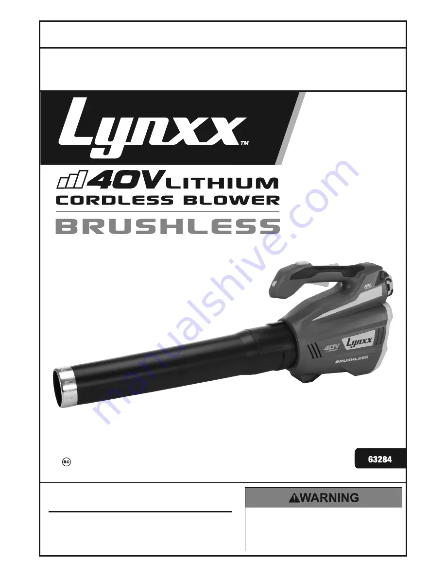 Lynxx 63284 Owner'S Manual Download Page 1