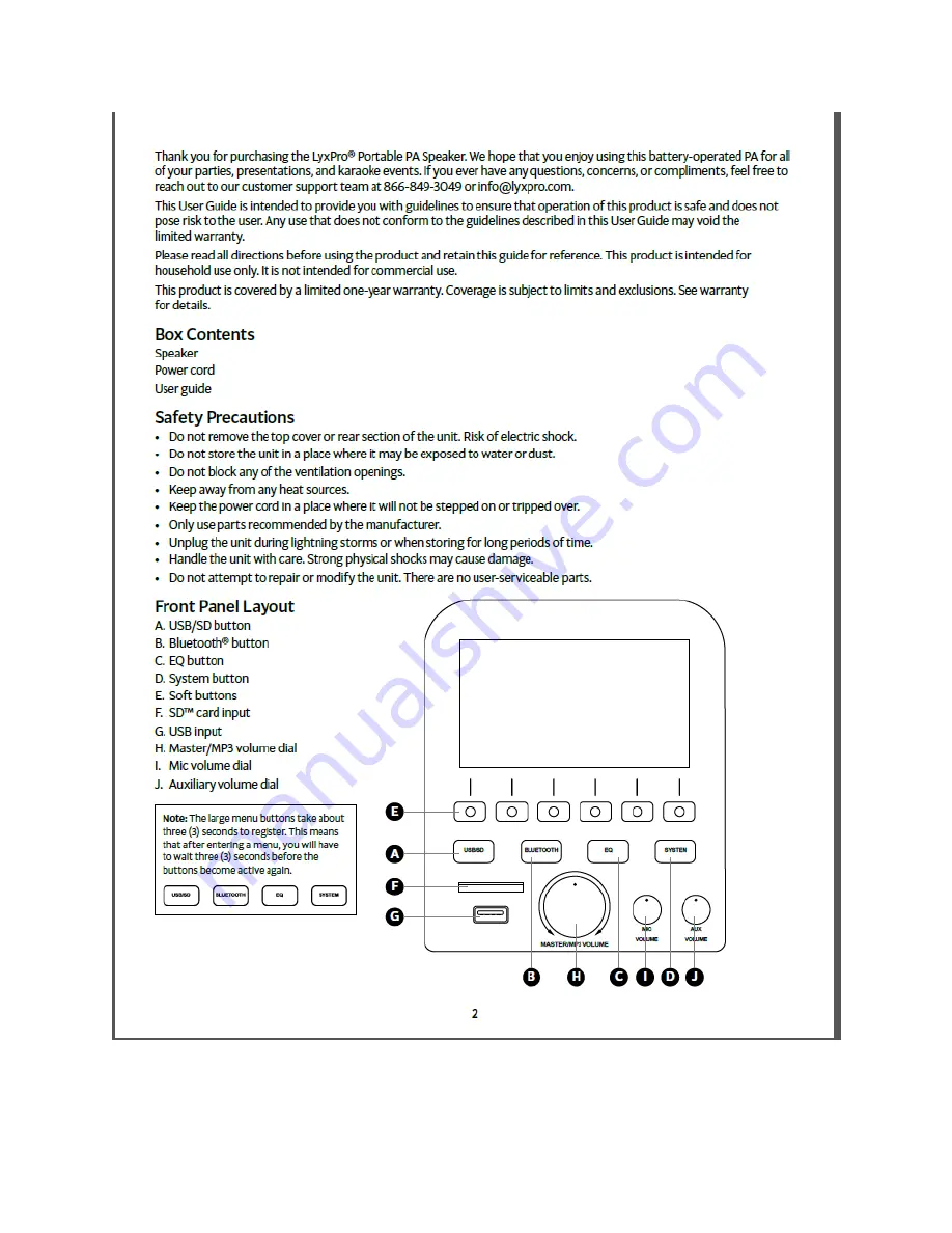 Lyx Pro SPA-TR User Manual Download Page 2