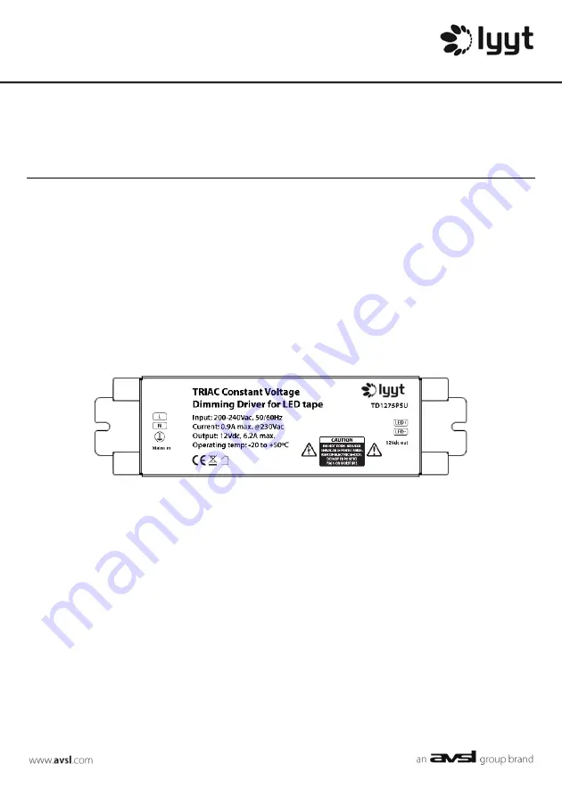 Lyyt TD1275PSU Скачать руководство пользователя страница 1