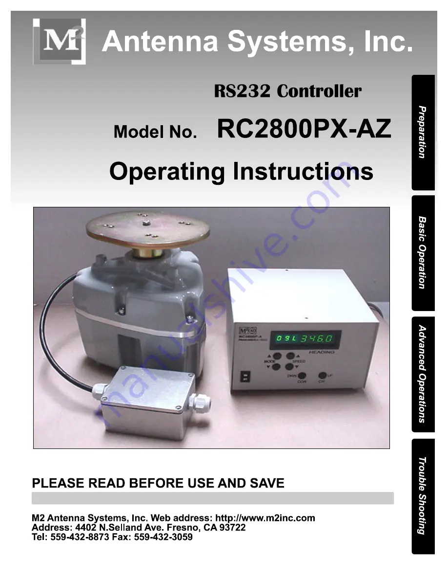 M2 Antenna Systems RC2800PX-AZ Operating Instructions Manual Download Page 1