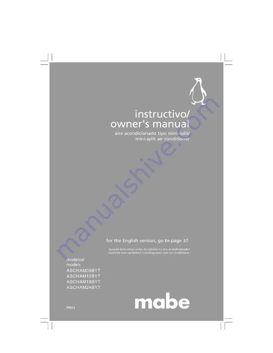 mabe ASCHAM09BYT Owner'S Manual Download Page 1