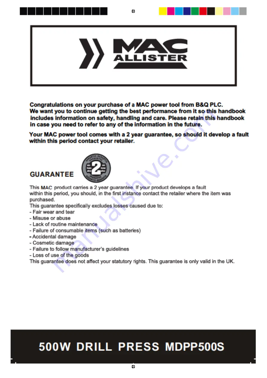 MacAllister MDPP500S Original Instructions Manual Download Page 2