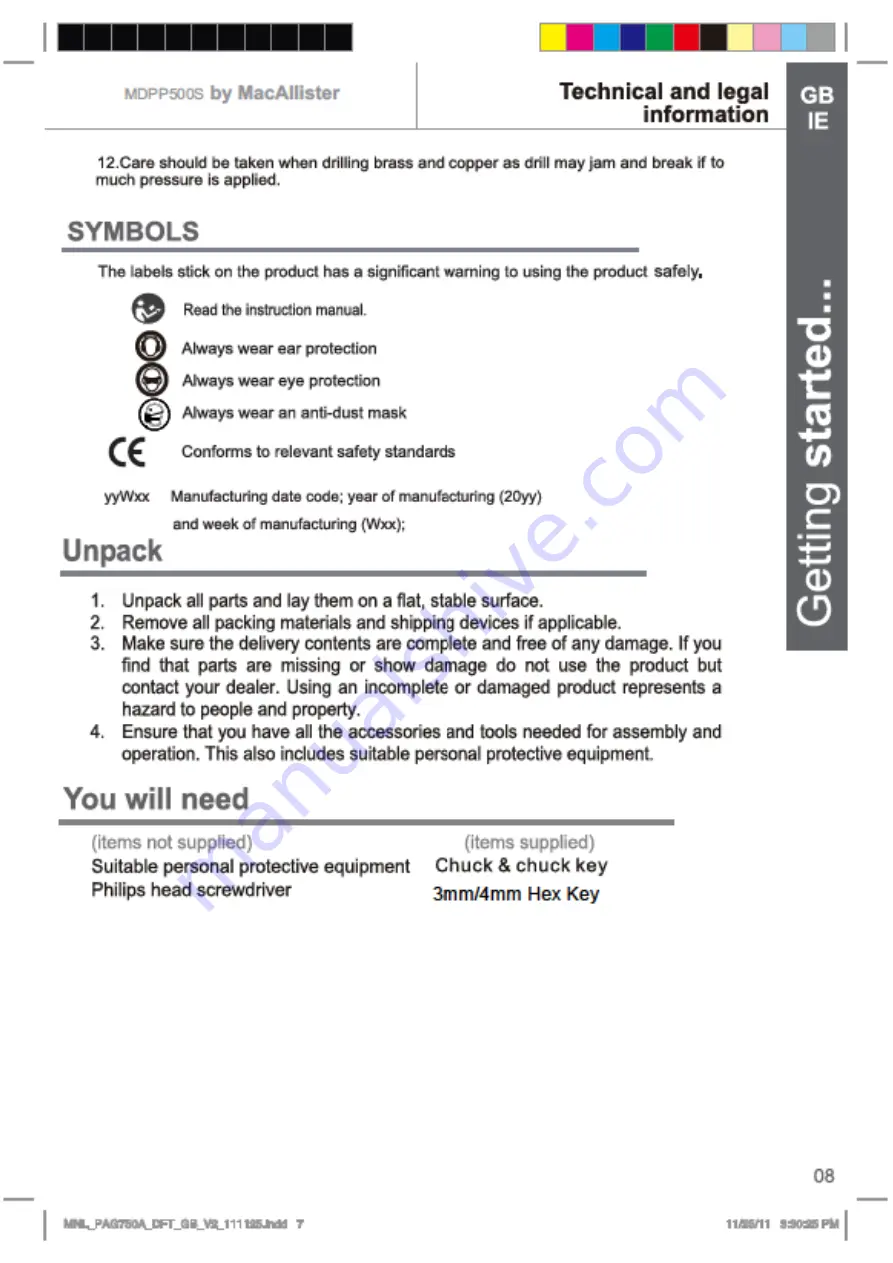 MacAllister MDPP500S Original Instructions Manual Download Page 8