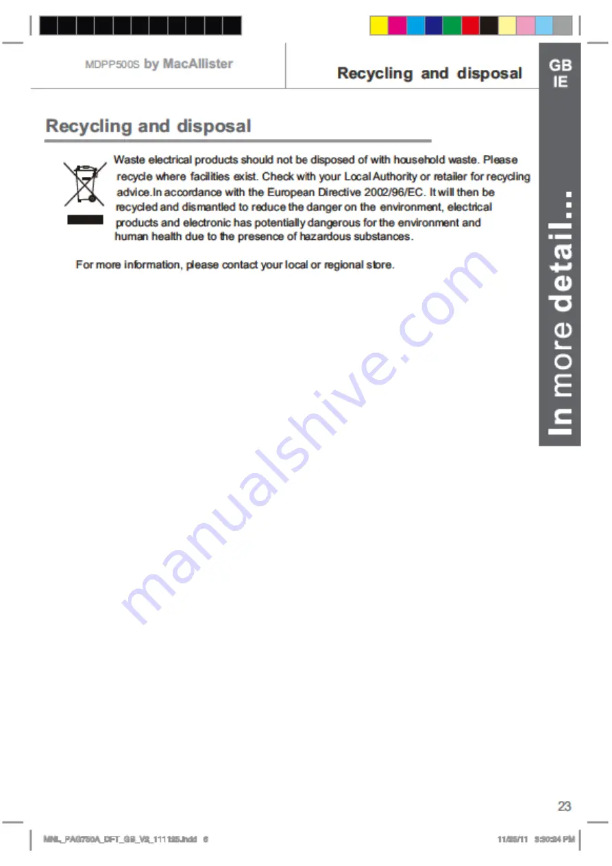 MacAllister MDPP500S Original Instructions Manual Download Page 23