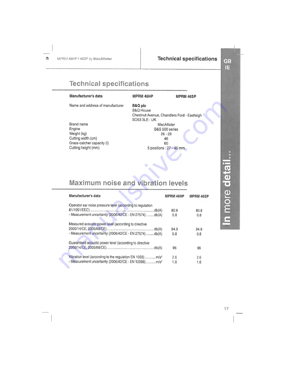 MacAllister MPRM 46HP Original Instructions Manual Download Page 17