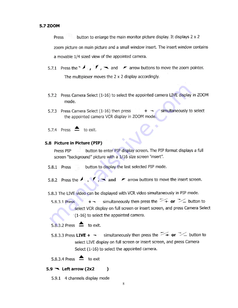 Mace 16-CH Color Full Duplex Multiplexer NMC-1600 Instruction Manual Download Page 8