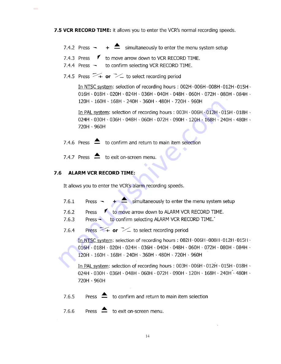 Mace 16-CH Color Full Duplex Multiplexer NMC-1600 Instruction Manual Download Page 14