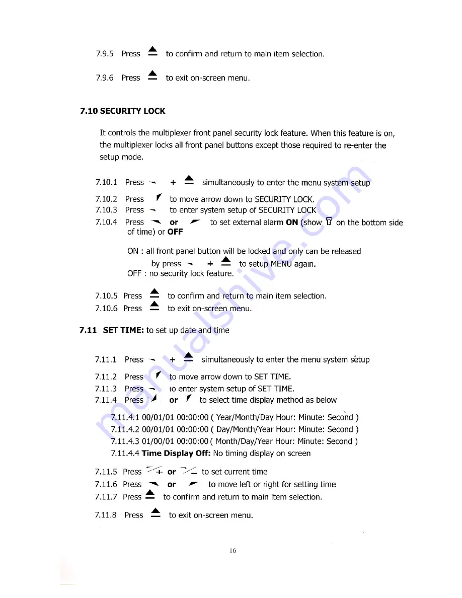 Mace 16-CH Color Full Duplex Multiplexer NMC-1600 Instruction Manual Download Page 16