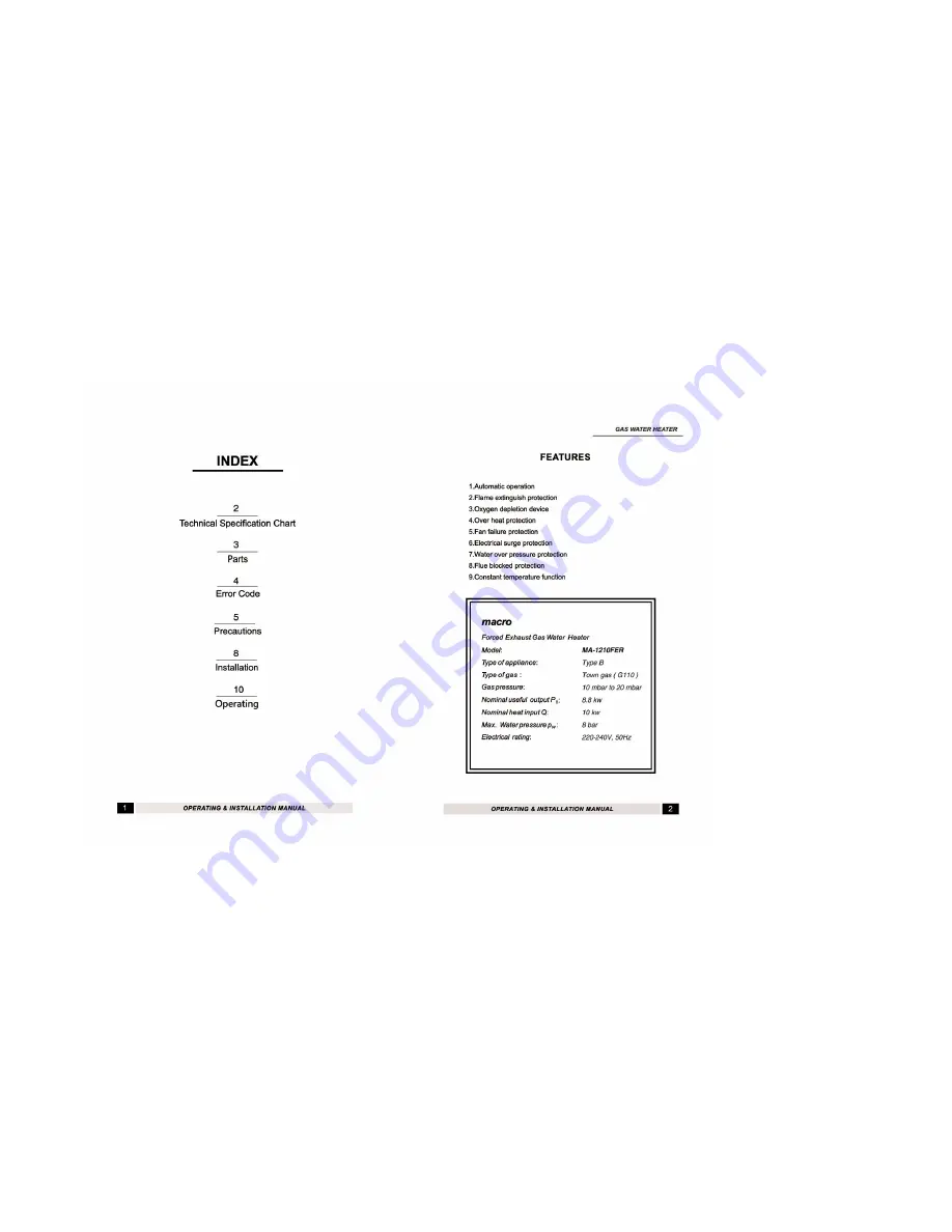 Macro MA-1210FER Operating Instructions Manual Download Page 2