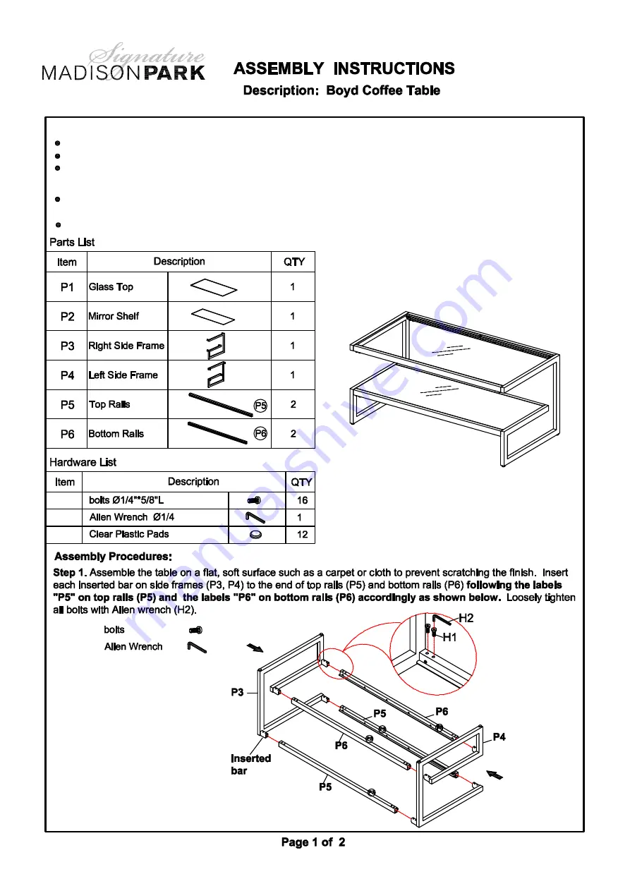 Madison Park Signature Boyd Assembly Instructions Download Page 1