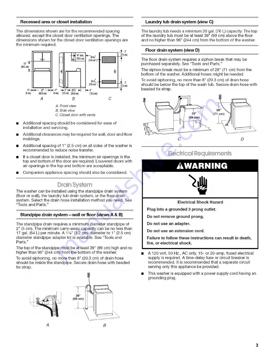 Magic Chef 2DHTW4305TQ0 Installation Instructions Manual Download Page 3