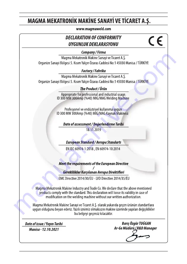 Magmaweld ID 300 M User Manual Download Page 67