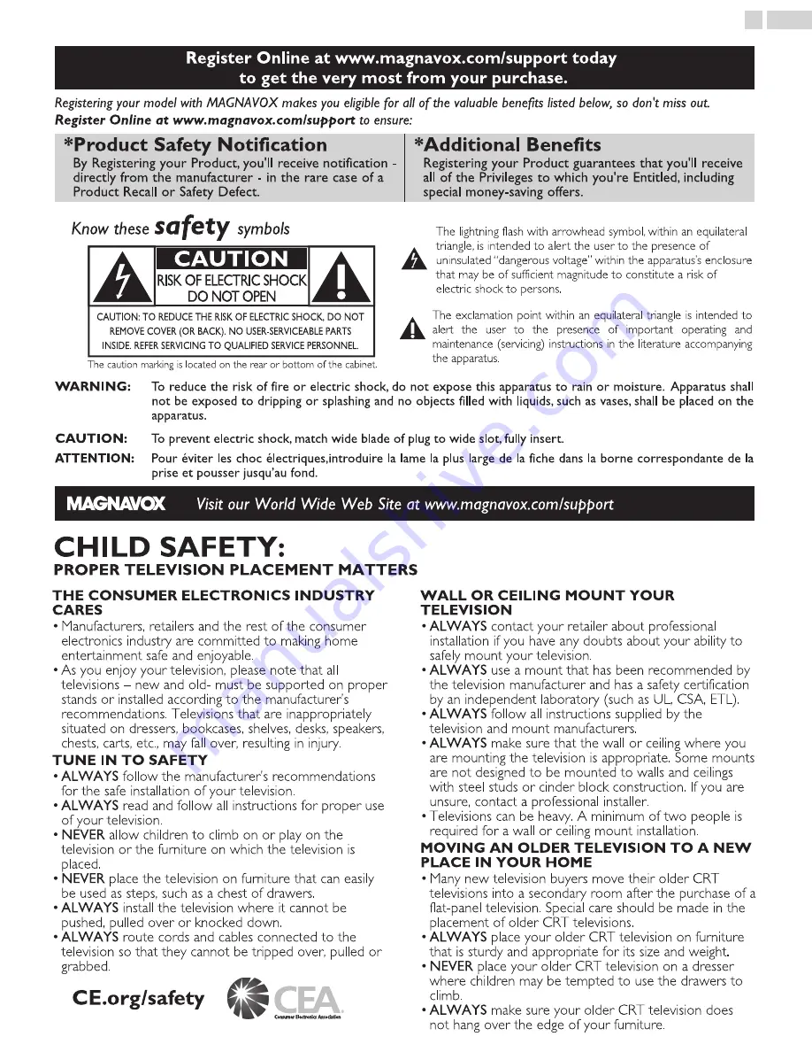 Magnavox 28ME304V Owner'S Manual Download Page 3