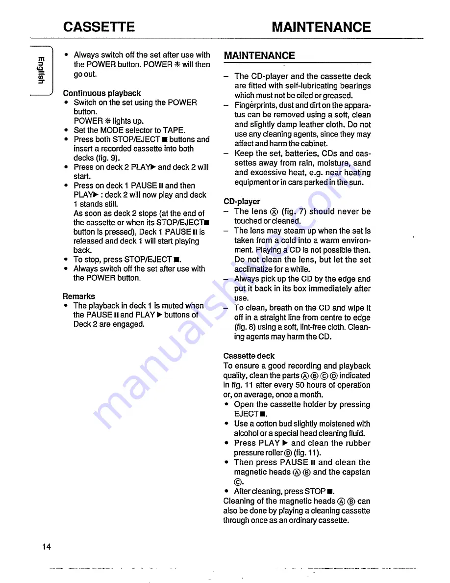 Magnavox AZ 9430 Operating Instructions Manual Download Page 14